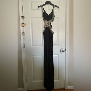 Jacy Couture Black Dress with Multicolor Accents size 0 NWOT